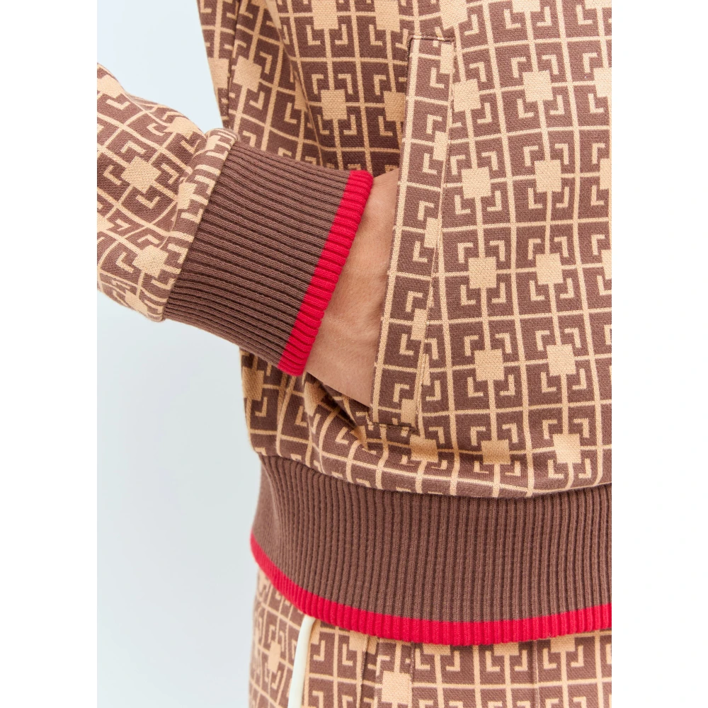 Wales Bonner Grafische Jacquard Zip-Up Sweatshirt Brown Heren