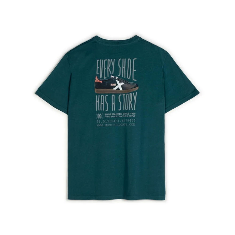 Munich Urban Printed T-shirt in Petroleum Green Heren