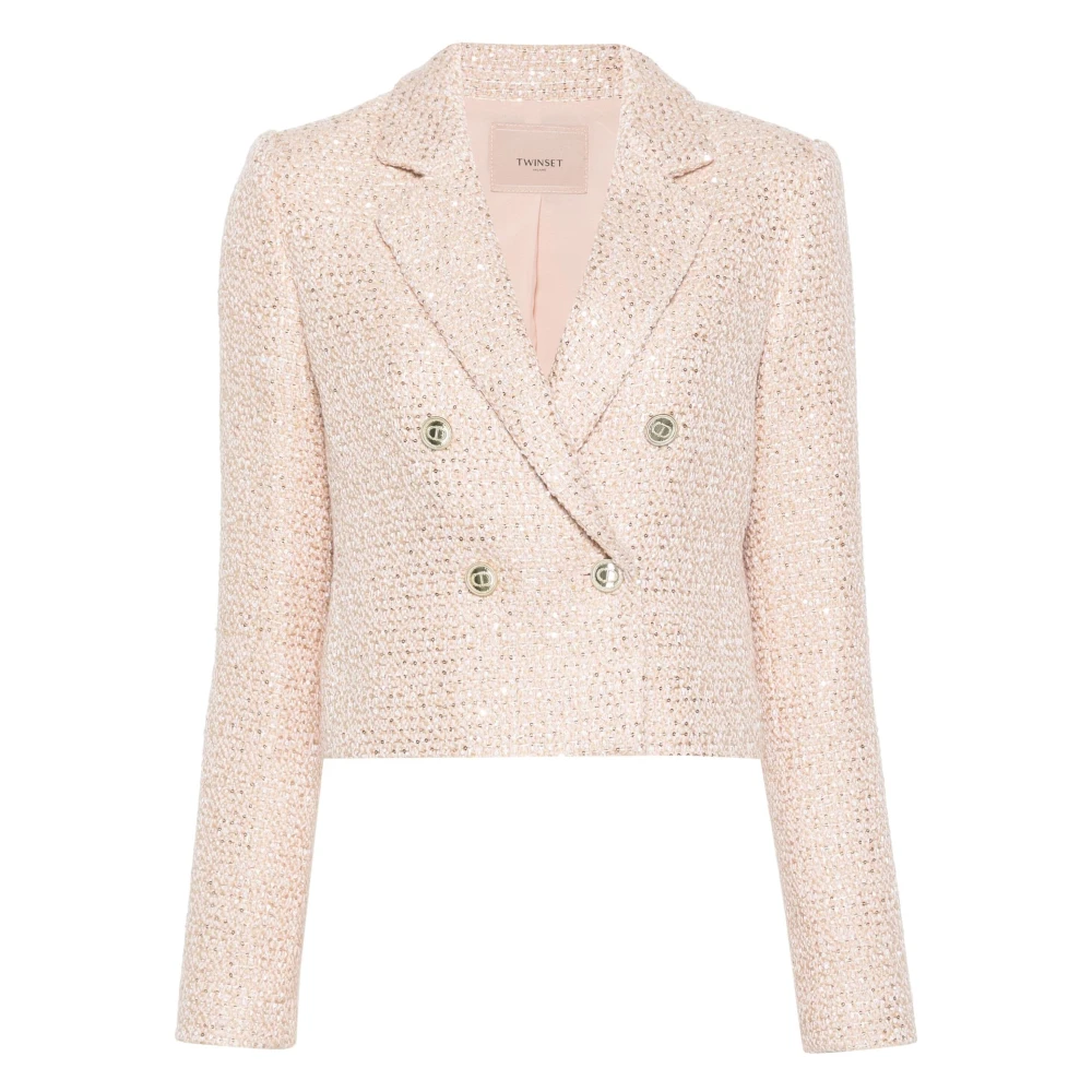 Twinset Roze Elegant Bouclé Blazer Pink Dames
