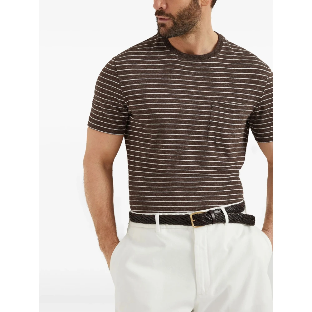 BRUNELLO CUCINELLI Bruin Katoenen T-Shirt Brown Heren