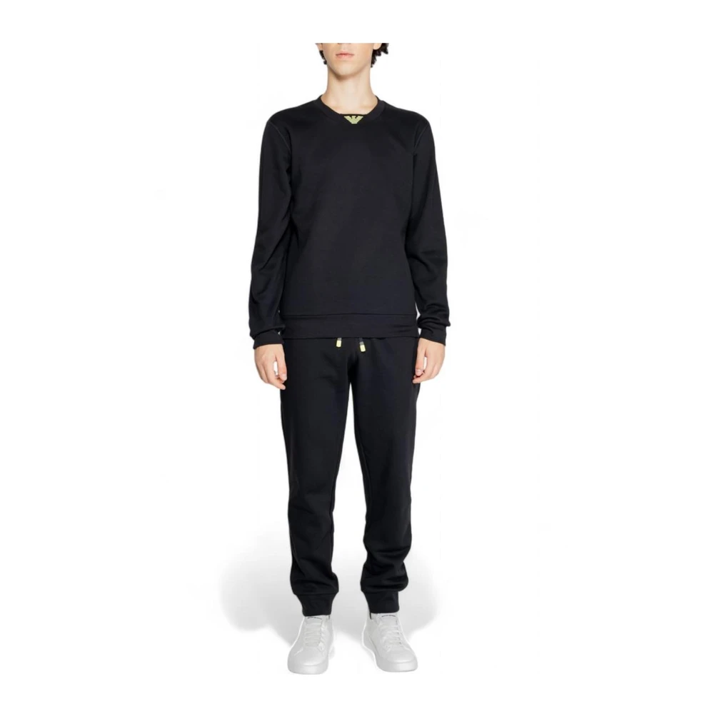 Emporio Armani Zwarte katoenen sweatsuit Mannen Collectie Black Heren