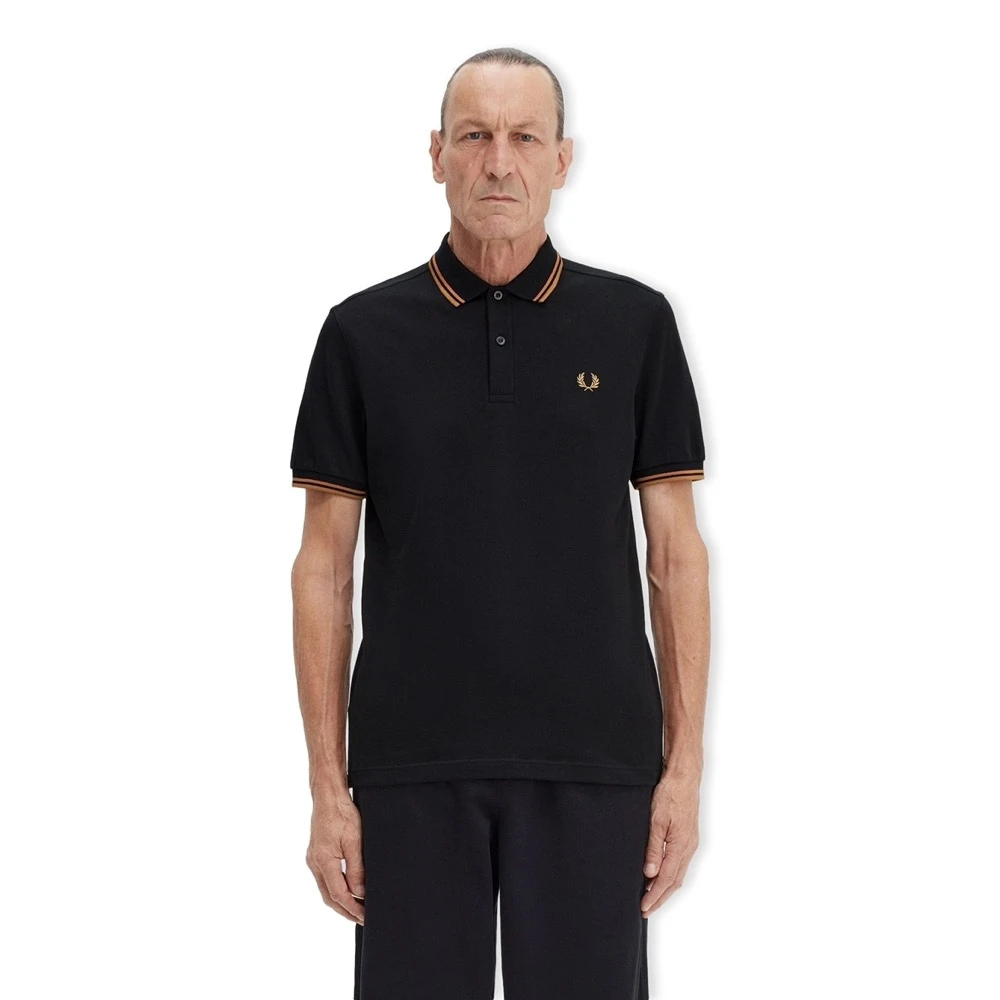 Fred Perry Twin Tipped Shirt van Katoen Black Heren