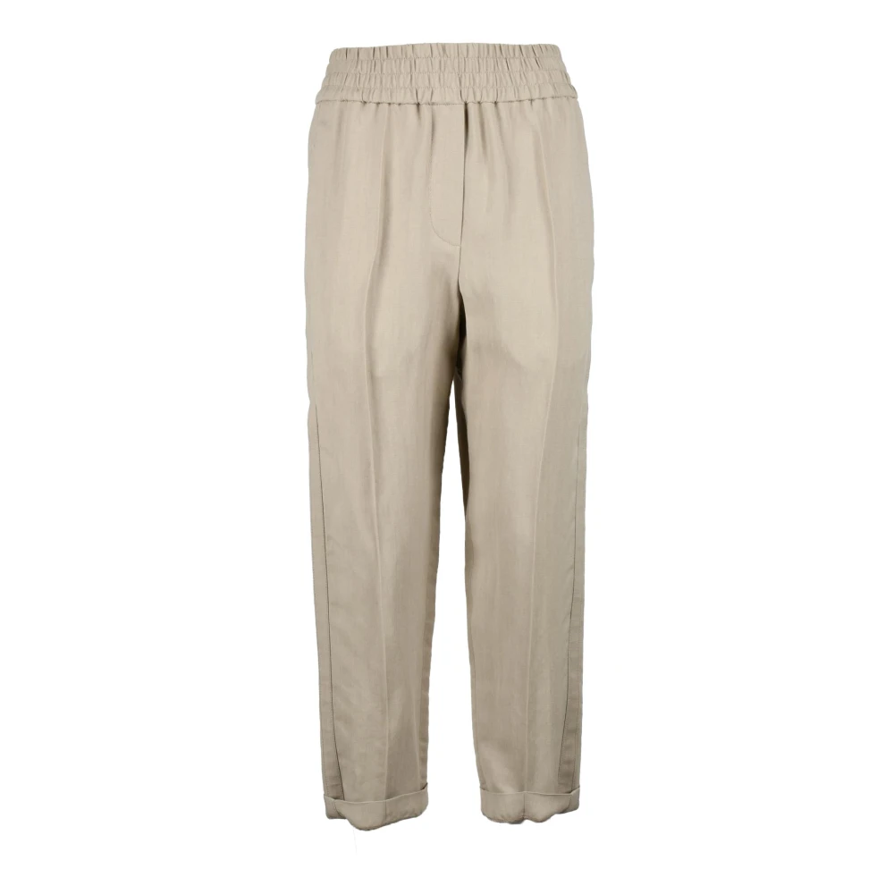 BRUNELLO CUCINELLI Elegante Linnen Blend Broek Beige Dames