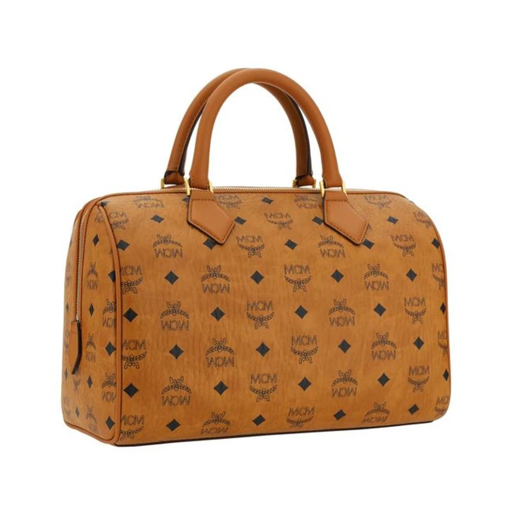MCM Monogram Rits Handtas met Handvatten Brown Dames