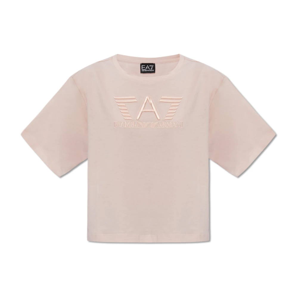 Emporio Armani EA7 Effen Logo T-shirt Pink Dames