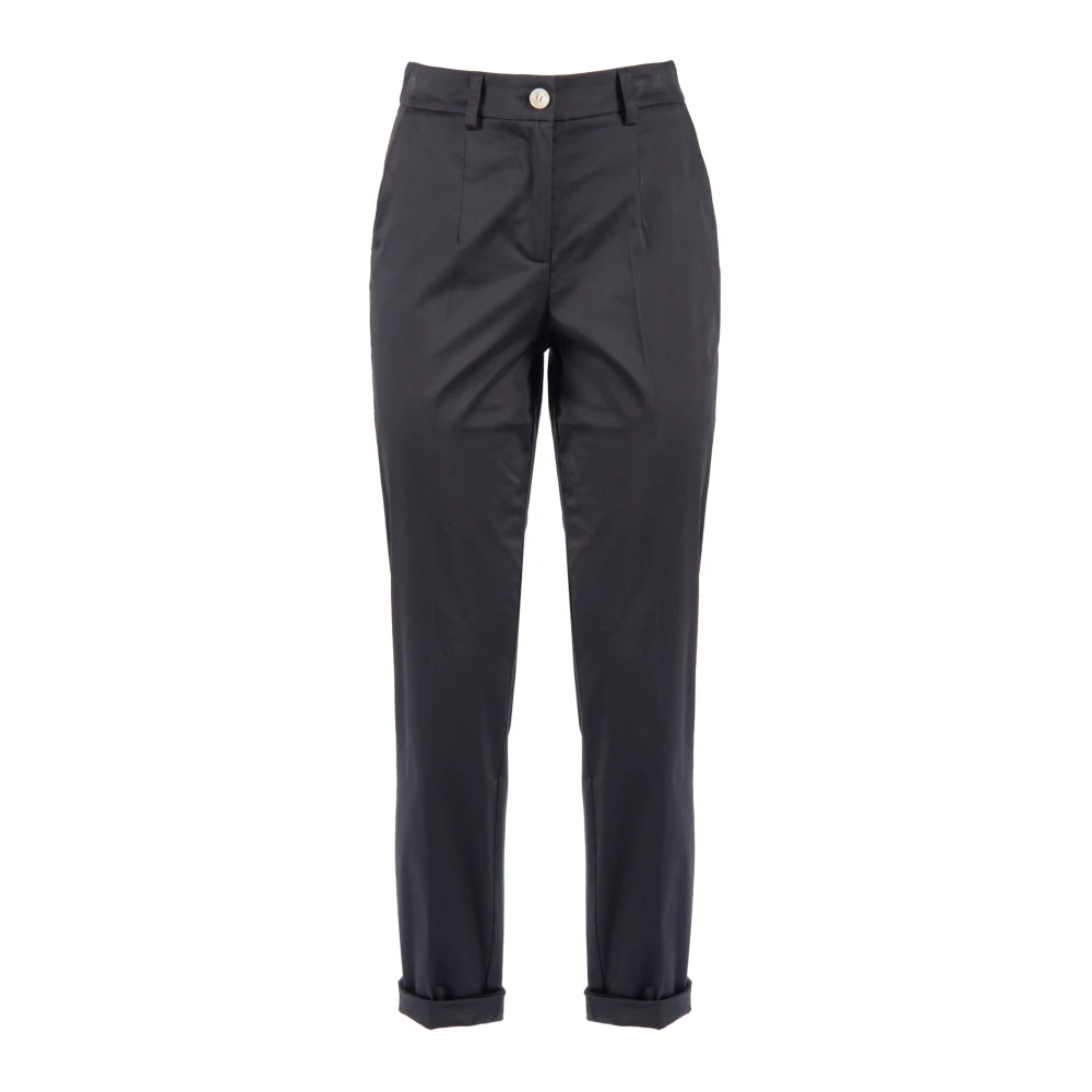 Nenette Zwarte Katoenen Sigarettenbroek Black Dames