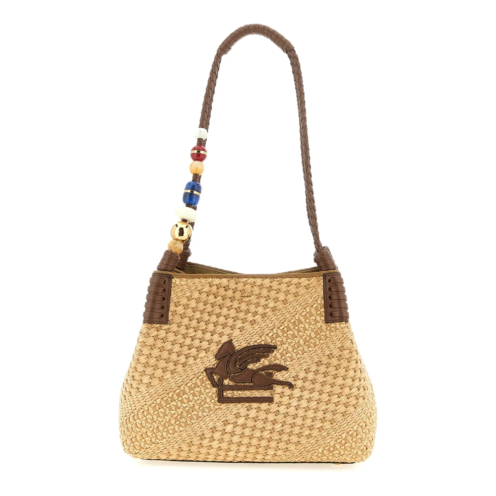 Etro Women's Beige Small Raffia Libra Tote Bag - Shopping Bags - One Size - Bags