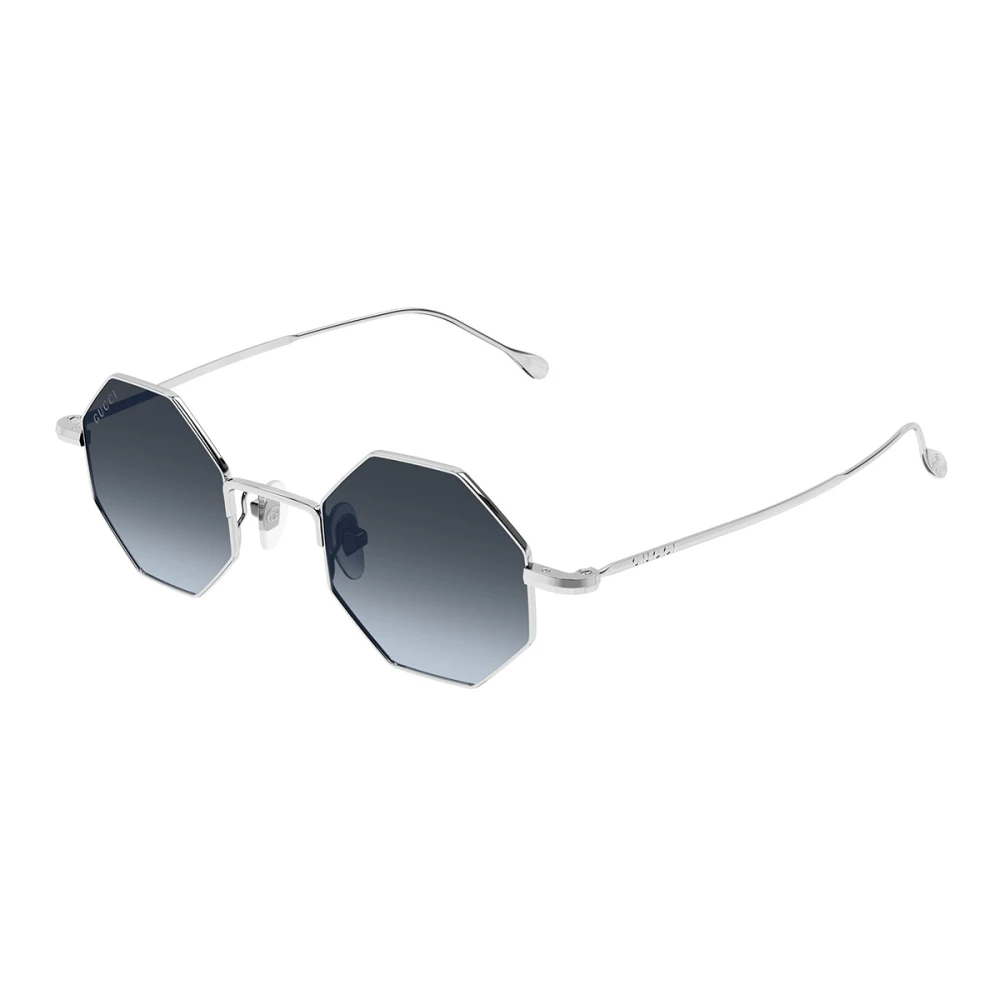 Gucci Gray Sunglasses, Unisex, 41 Mm, Hexagonal Sunglasses