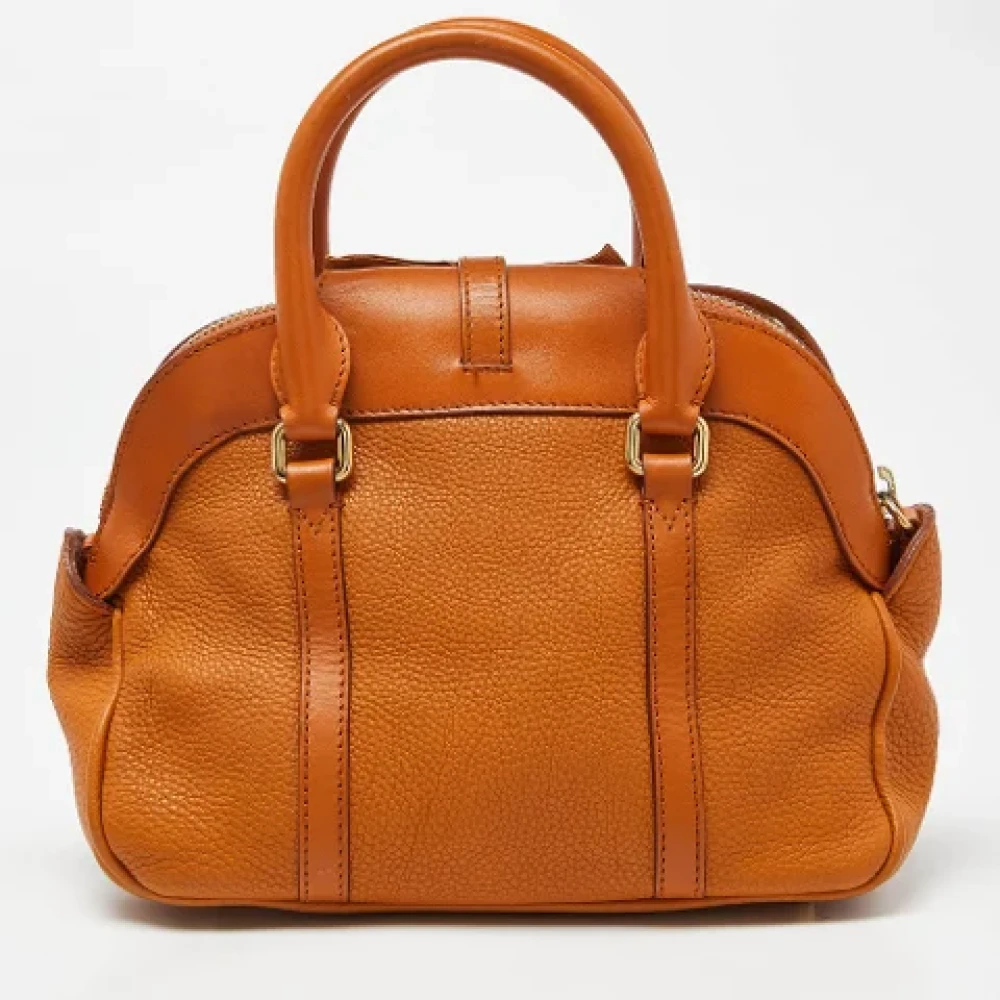 Burberry Vintage Pre-owned Leather handbags Orange Dames