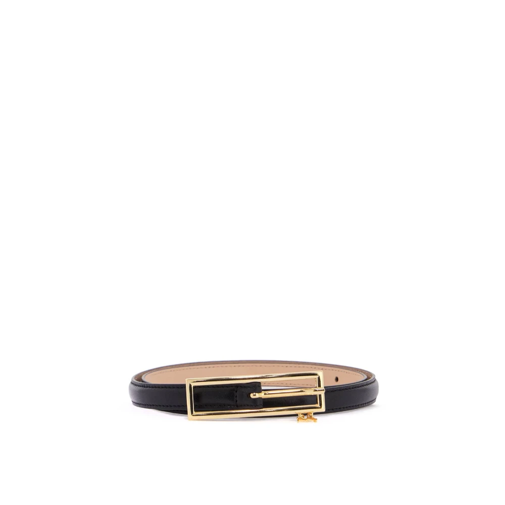 Alessandra Rich Stijlvolle Leren Riem met Logo Bedel Black Dames