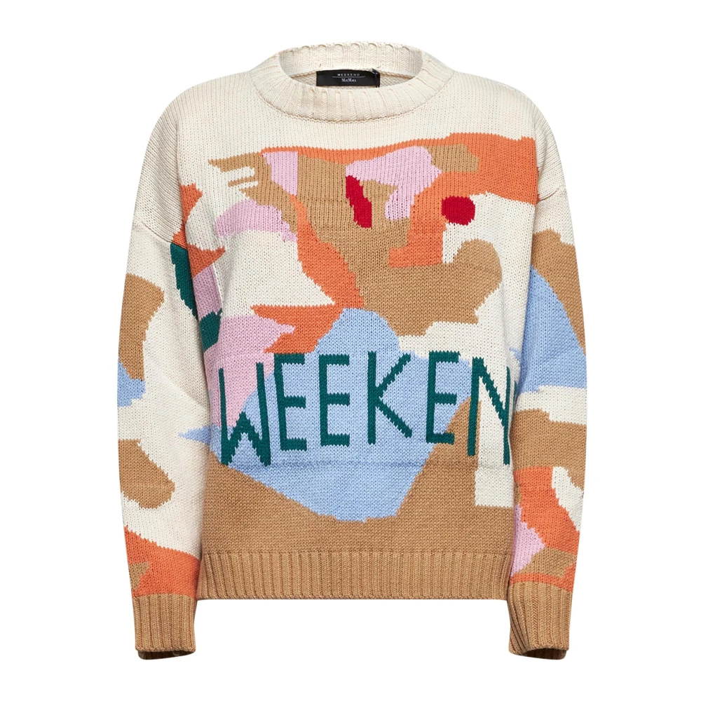 Max Mara Weekend Oranje Sweater met Geribbelde Tailleband Multicolor Dames