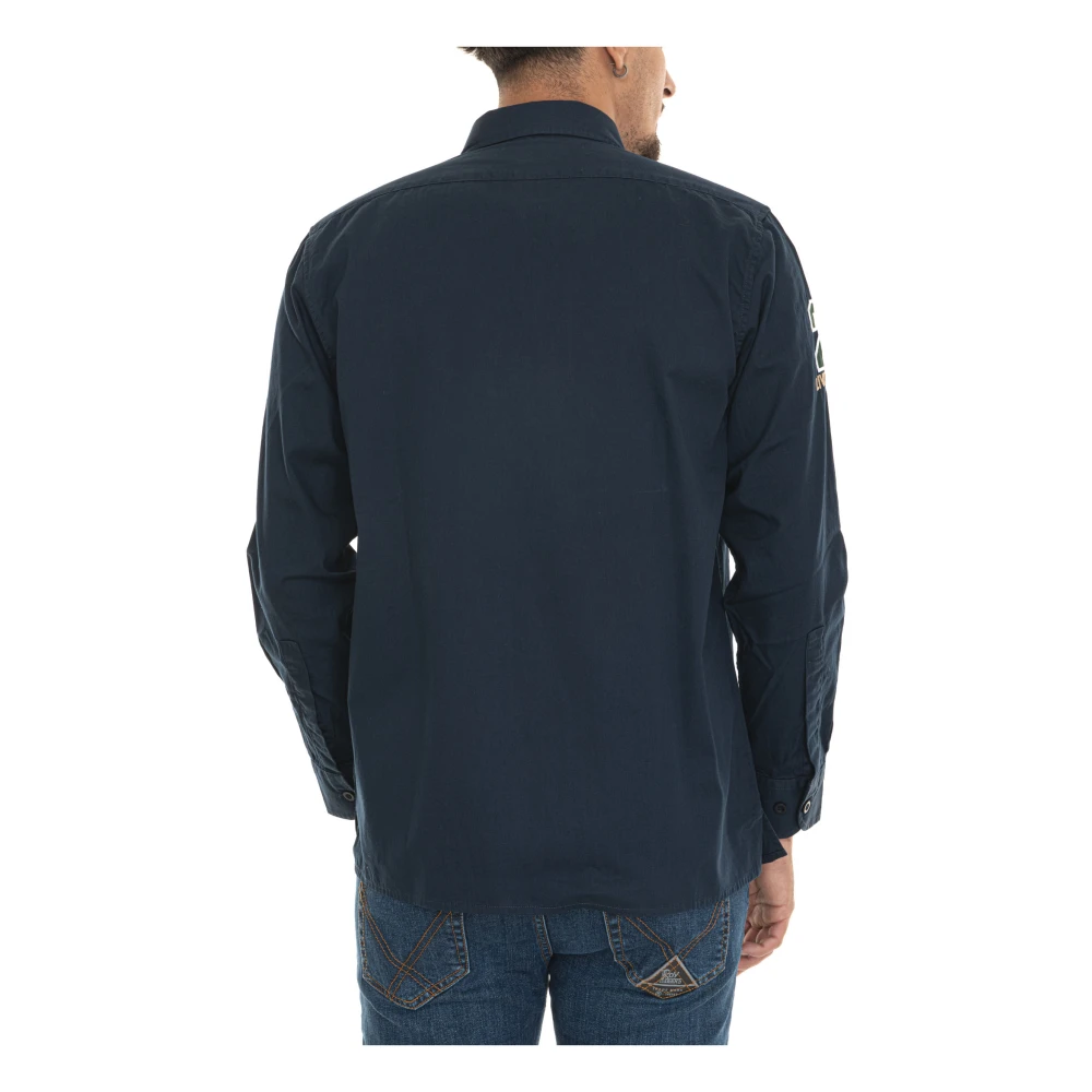 LA MARTINA Lange mouwen shirt met logo sluiting Blue Heren