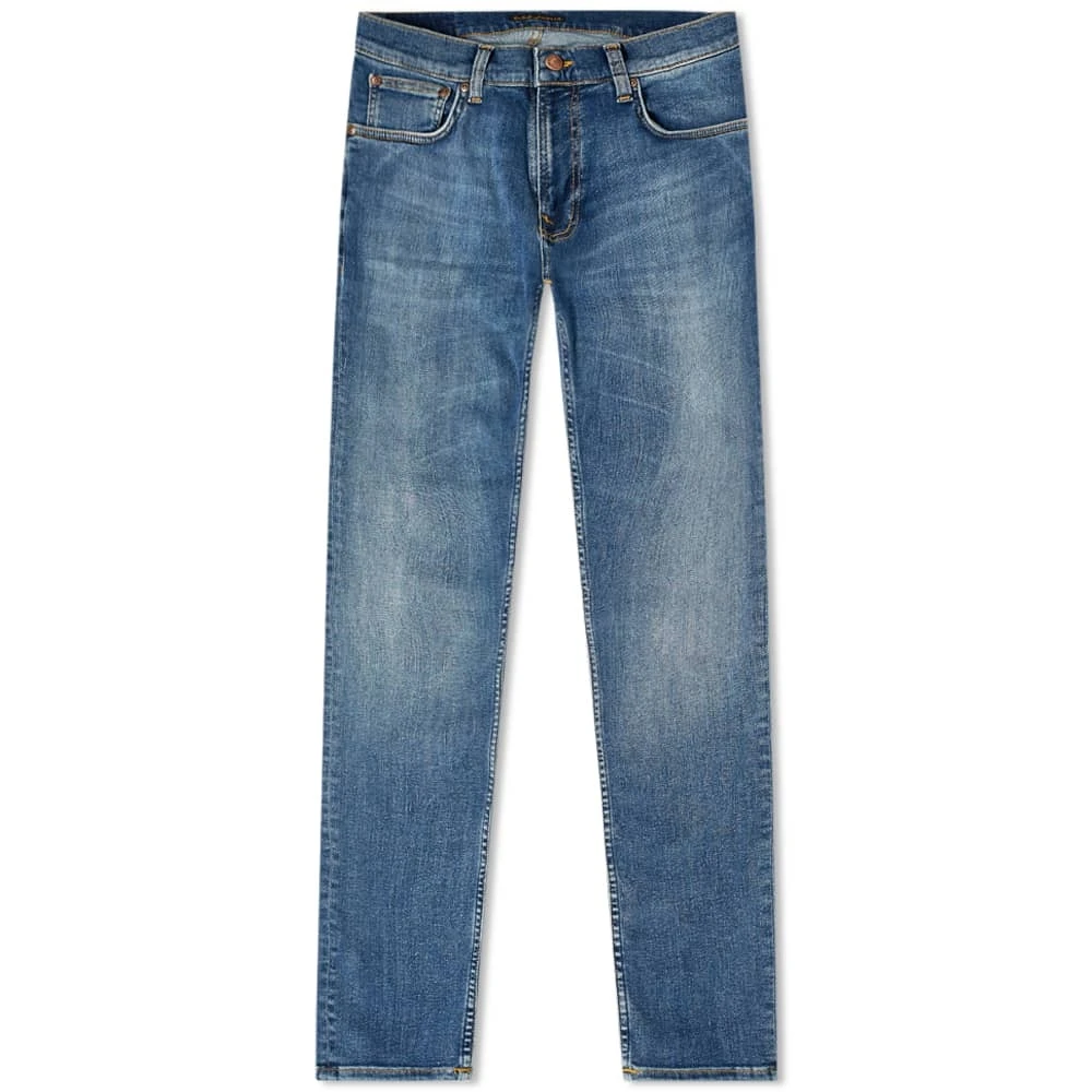 Nudie Jeans Tight Terry Steel Navy Organische Denim Jeans Blue Heren