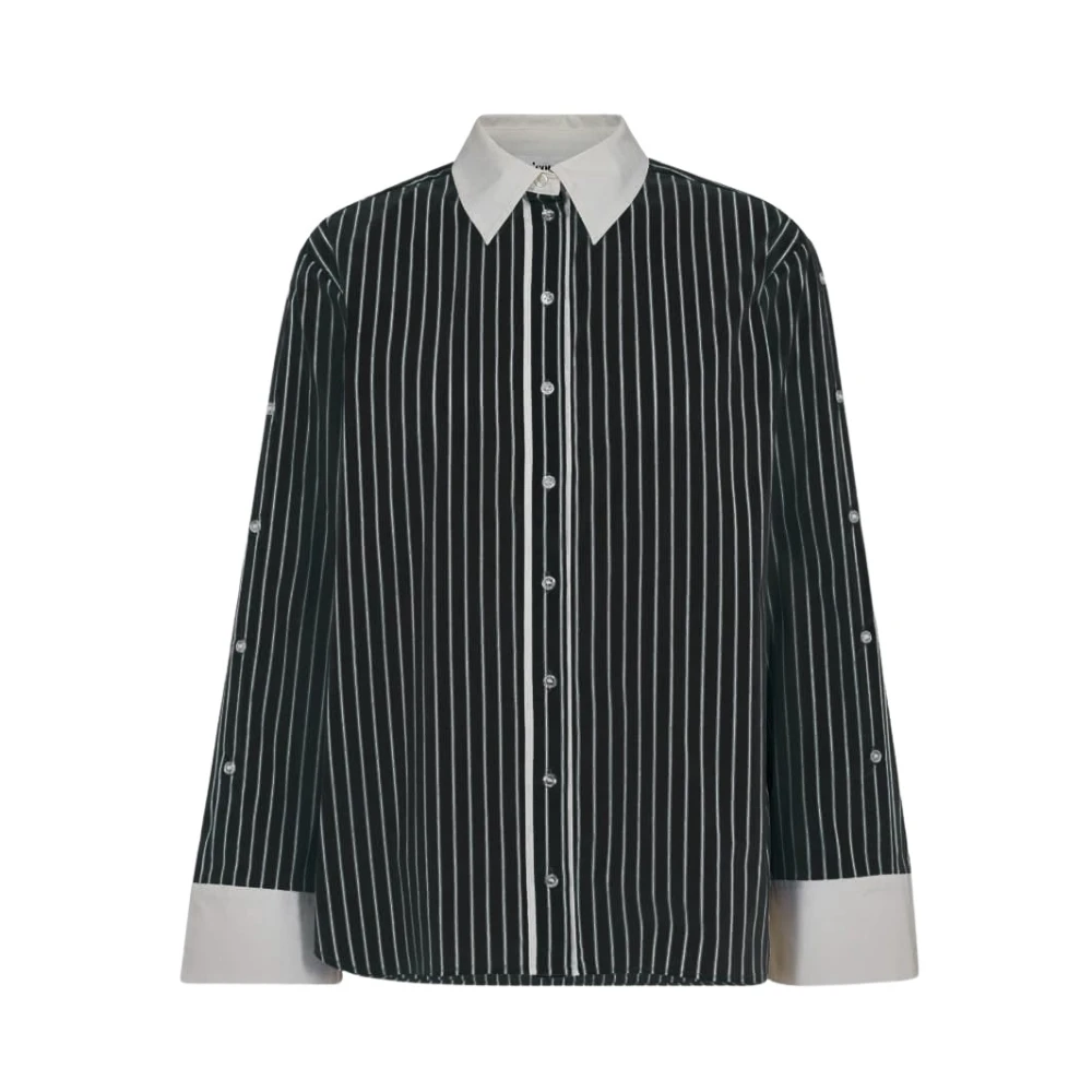 Co'Couture Gestreepte Oversized Shirt Zwart Black Dames