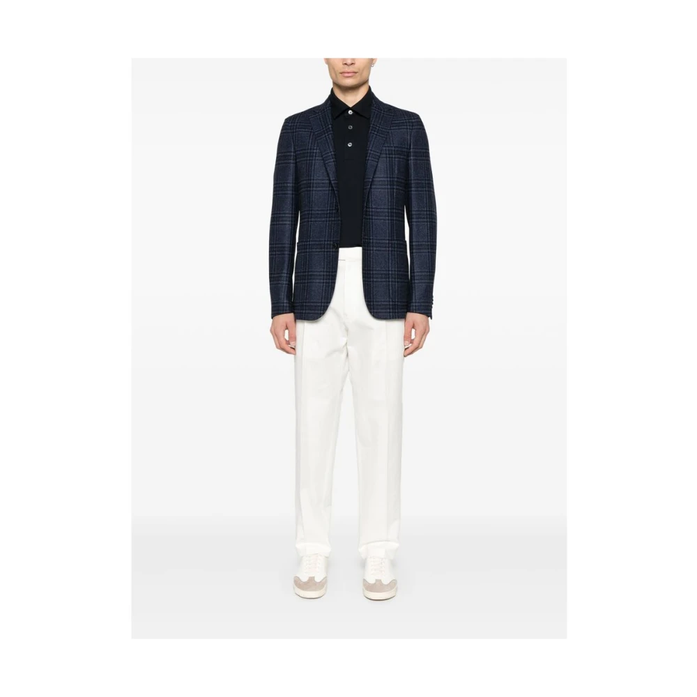 Ermenegildo Zegna Midnight Blue Polo Sweater met Borstzak Blue Heren