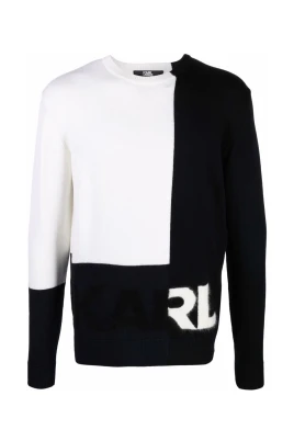 Intarsia Logo Rundhalsad Tröja