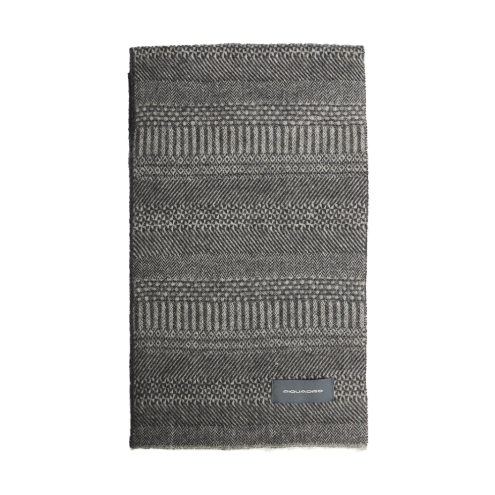 Piquadro Homme Gris Accessoires, Taille: One Size Écharpe 100% Pure Laine Avec Motif District Check