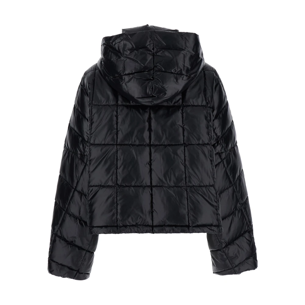Semicouture Zwarte Puffer Cropped Jas Black Dames