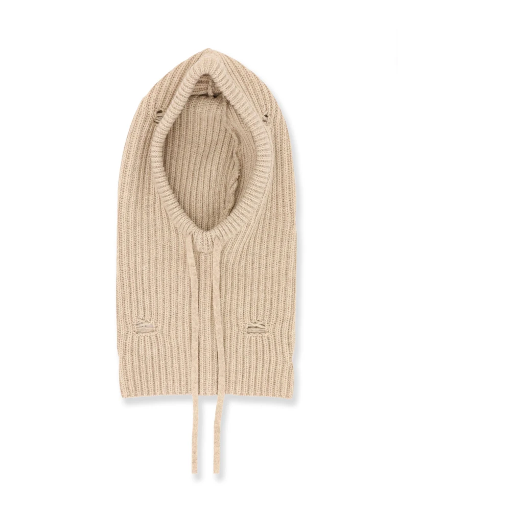 Mm6 Maison Margiela Women's Beige Lace-Up Knit Hats With Logo