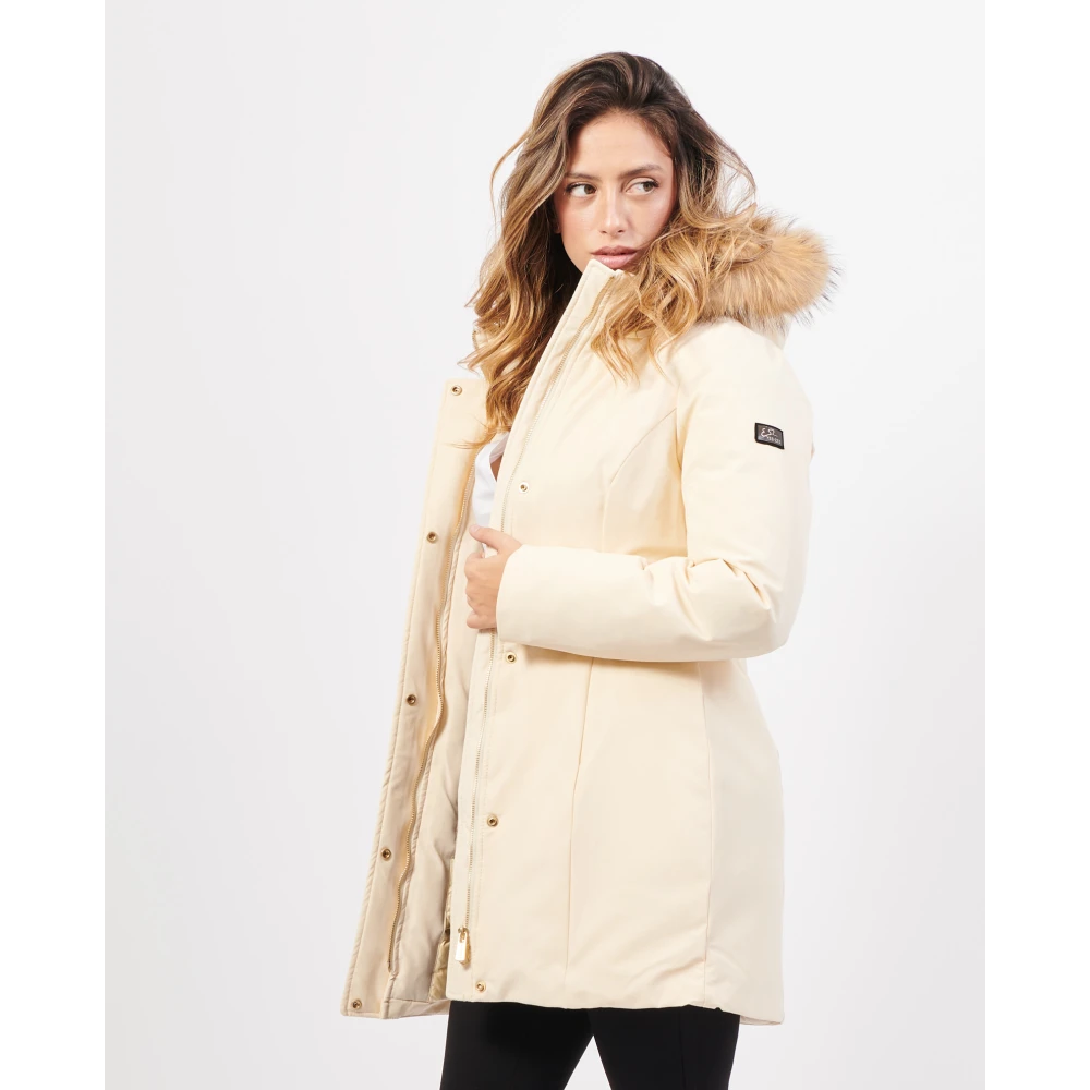 YES ZEE Parka jas met capuchon en bont Beige Dames