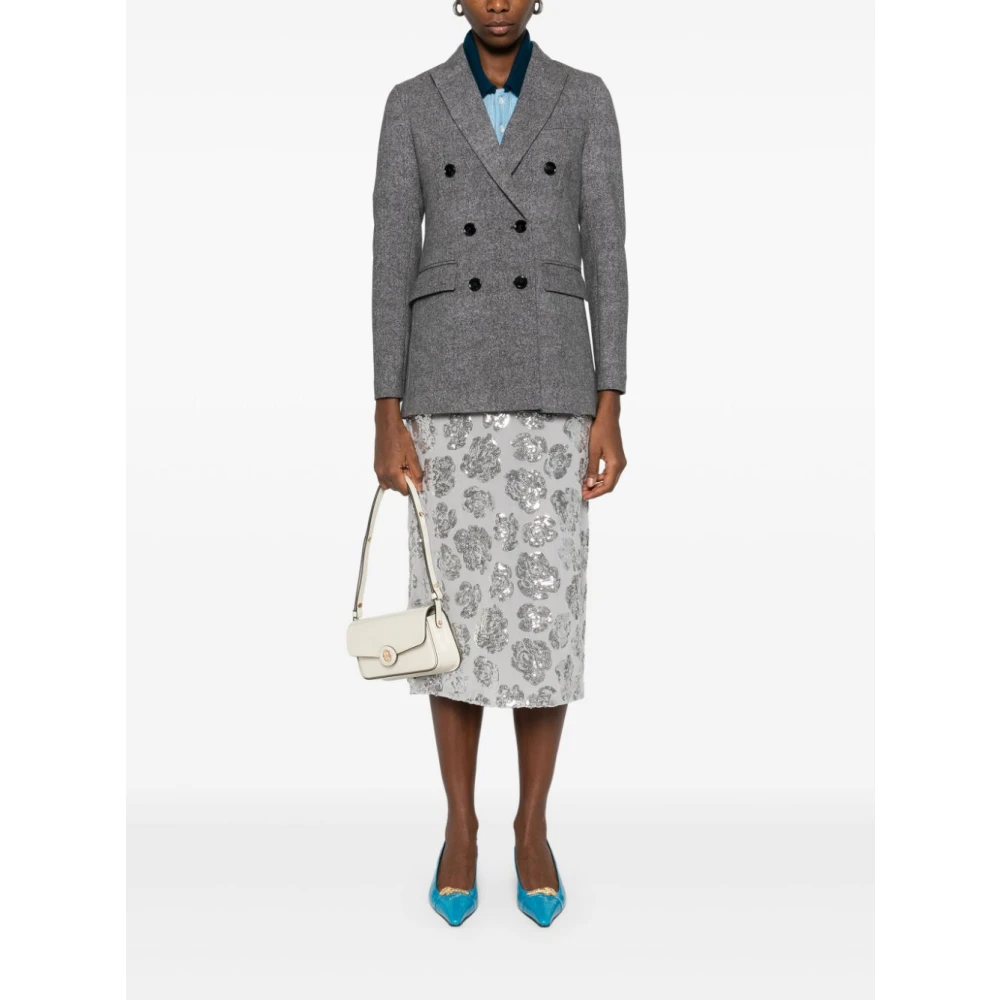 Circolo 1901 Dubbelrijige grijze jassen met pieklapels Gray Dames
