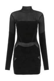 Zwarte stretch viscose mix mini -jurk