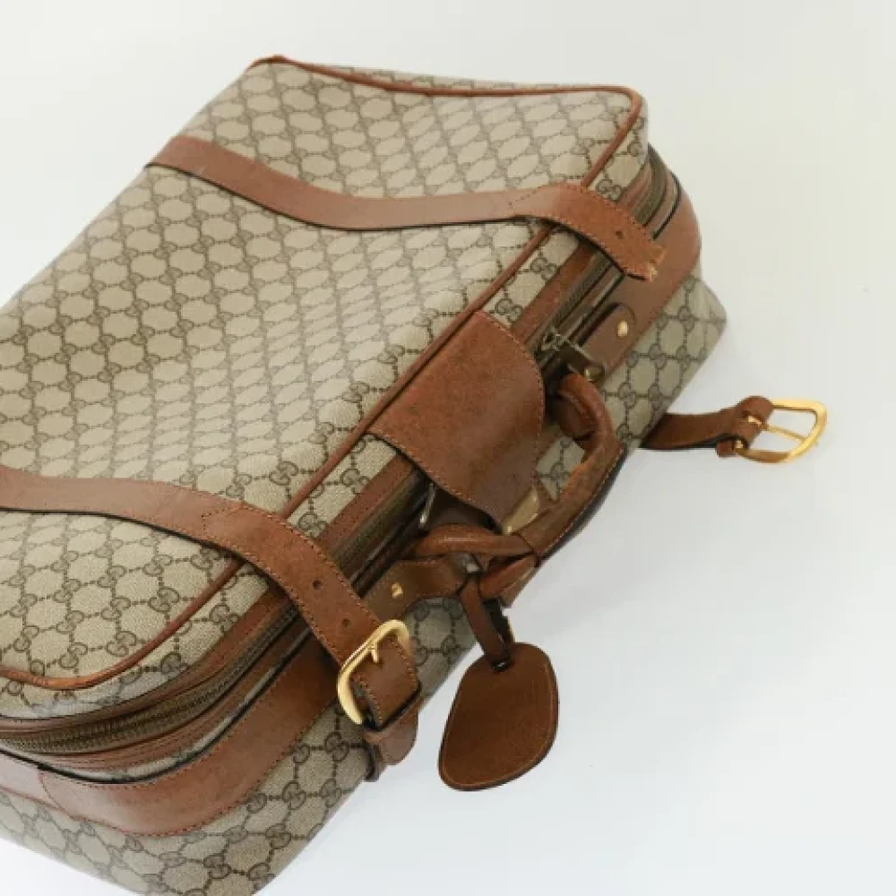 Gucci Vintage Pre-owned Leather travel-bags Beige Dames