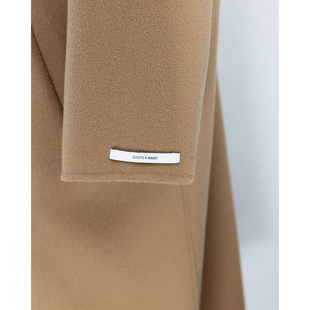 SPORTMAX Bruine Wollen Jas Vrouwen Enkelrij Brown Dames