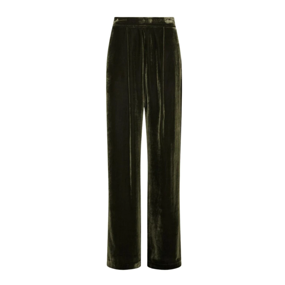 Momoni Zijden Fluwelen Broek met Centrale Plooien Green Dames
