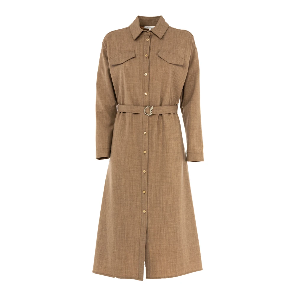 PATRIZIA PEPE Lange jurk met riem voor vrouwen Brown Dames