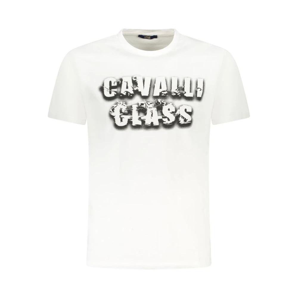 Cavalli Class Men's White Graphic Tee With Bold Print