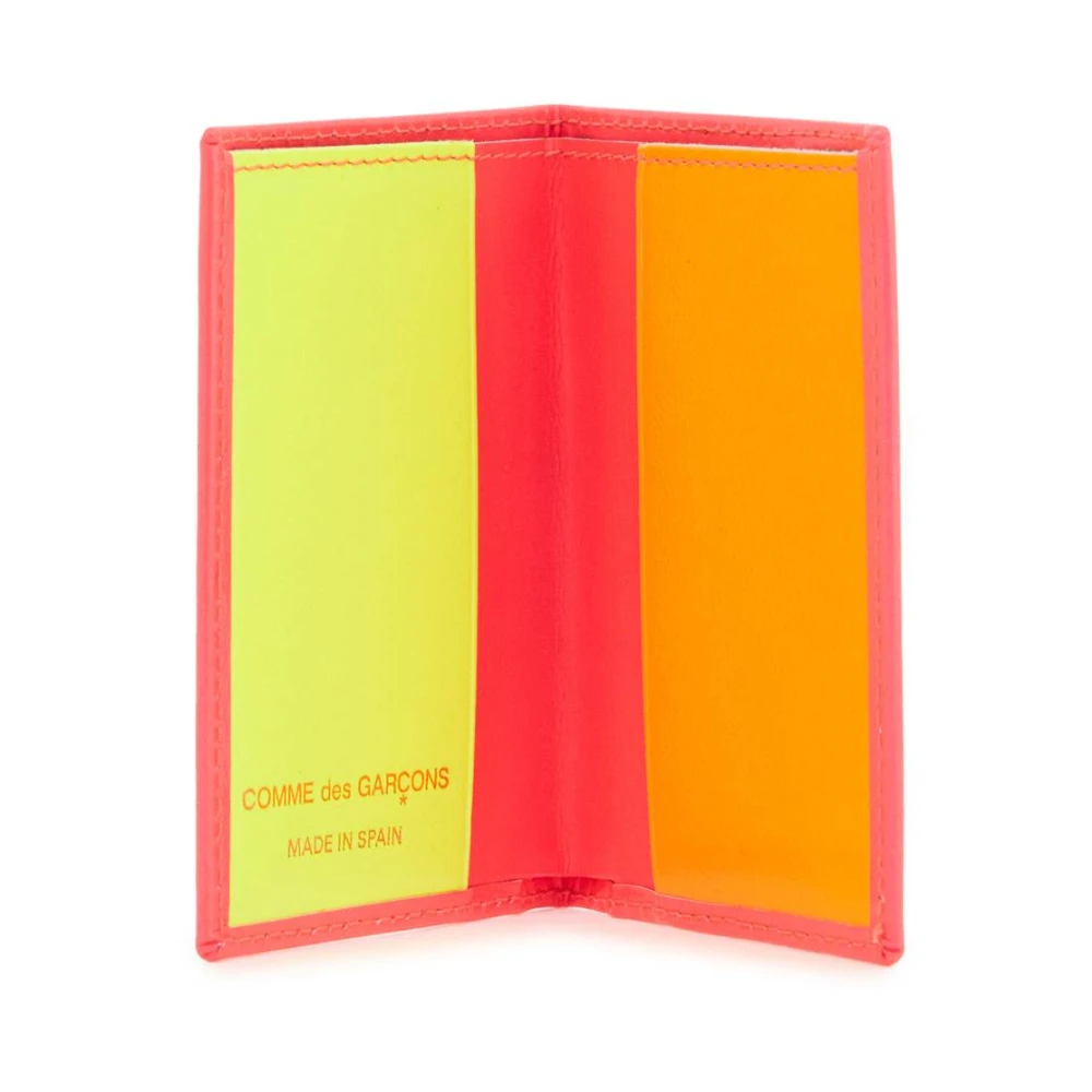 Comme des Garçons Compact fluorescerend roze geitenleren portemonnee Pink Heren