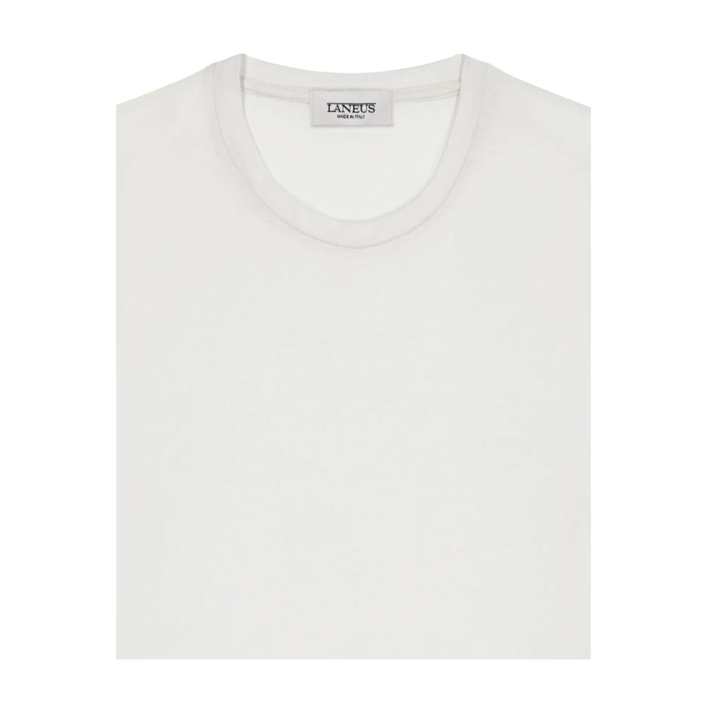 Laneus Witte Crew Neck T-shirts en Polos White Heren