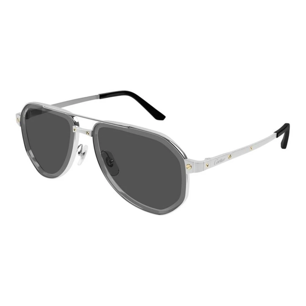 Cartier Men's Gray Sunglasses, 60 Mm, Santos Pilot Sunglasses