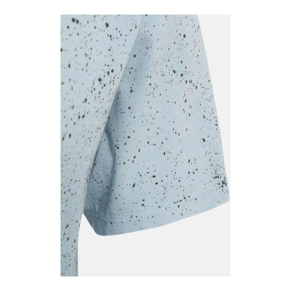 Mauro Grifoni T-shirt met dubbele rand ronde hals en halve mouw met schilderij Blue Heren