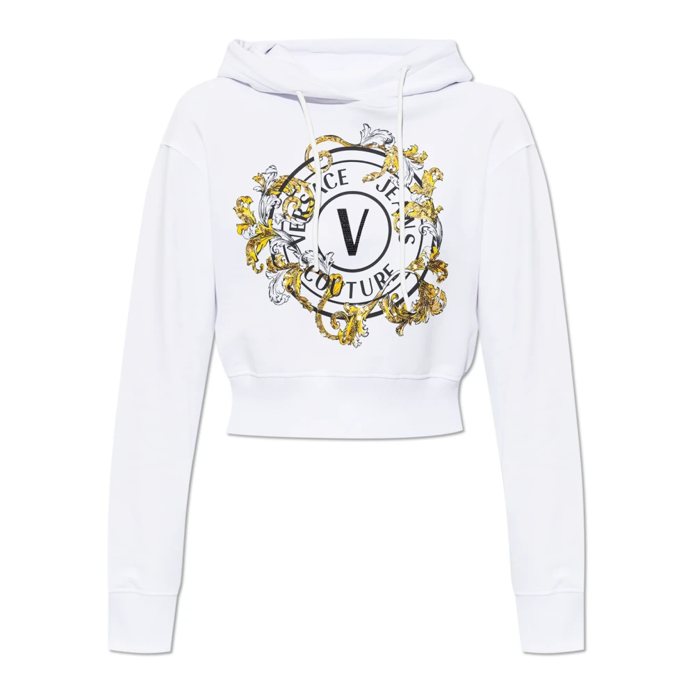 Versace Jeans Couture Sweatshirt med tryck och skimrande paljetter White, Dam