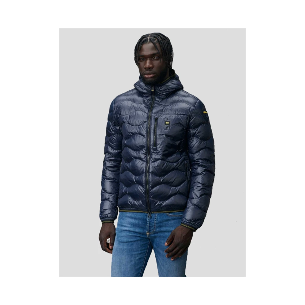 Blauer Blauwe Nylon Wave Pufferjas Blue Dames