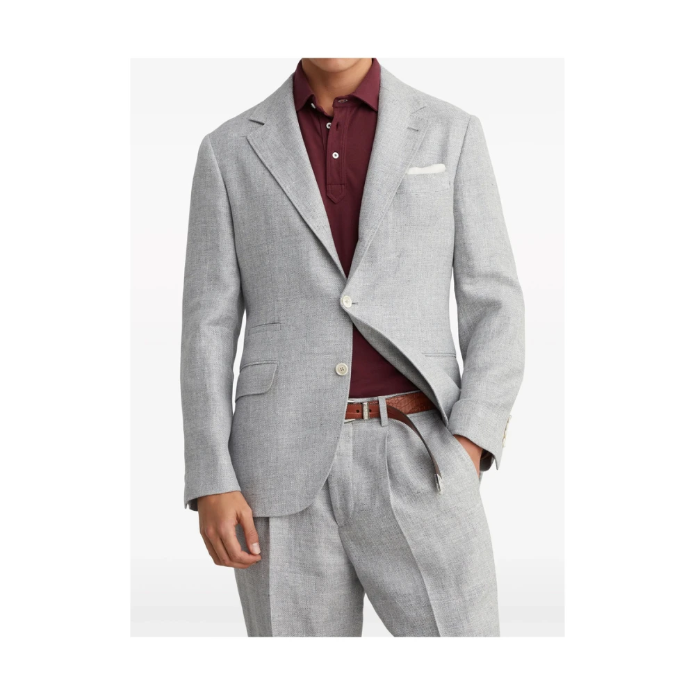 BRUNELLO CUCINELLI Grijze Linnen Blend Jas met Revers Gray Heren