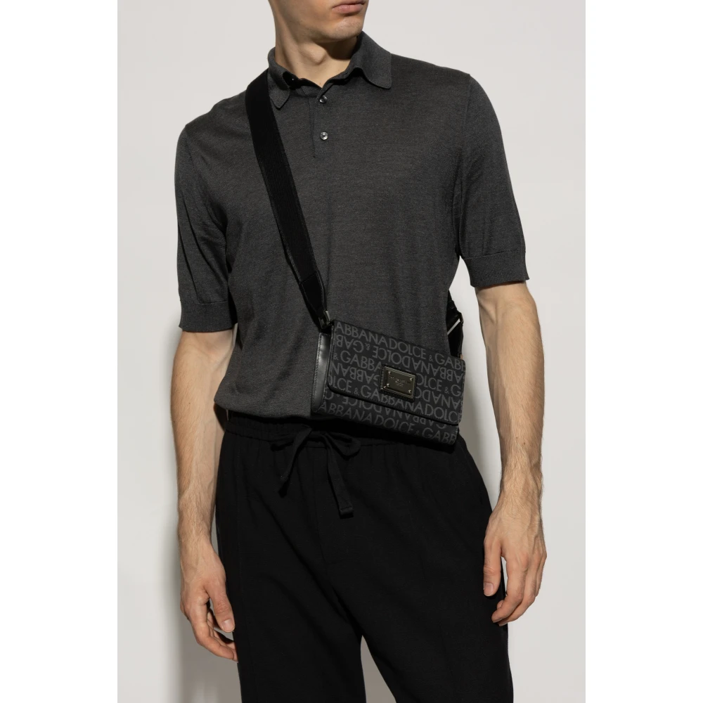 Dolce & Gabbana Schoudertas met logo Black Heren