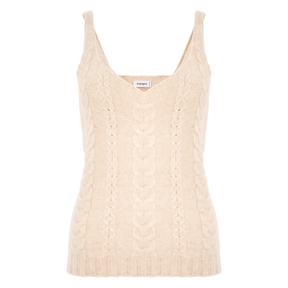 Kangra Beige Trui V-Hals Mouwloos Vrouwen Beige Dames