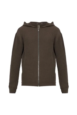 Ribbstickad Zip Hoodie
