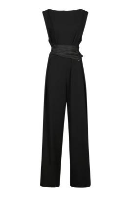 Jumpsuit i viskoseffekt och techno-taft