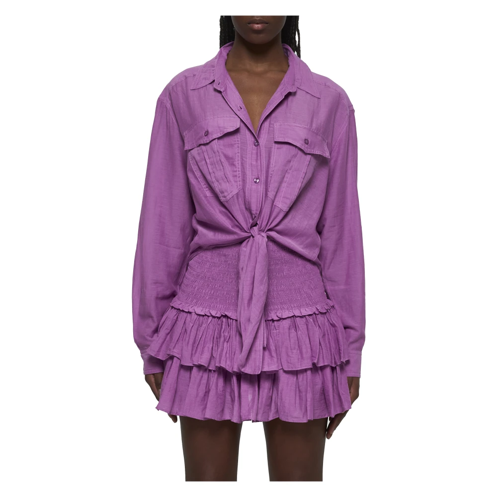 Isabel Marant Étoile Fuchsia Button-Up Shirt met Strikdetail Purple Dames