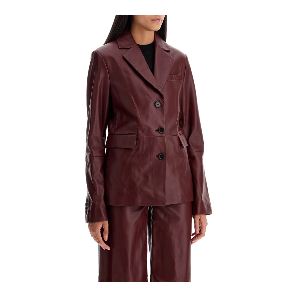 Loulou Studio Leren blazer met getailleerde pasvorm Red Dames