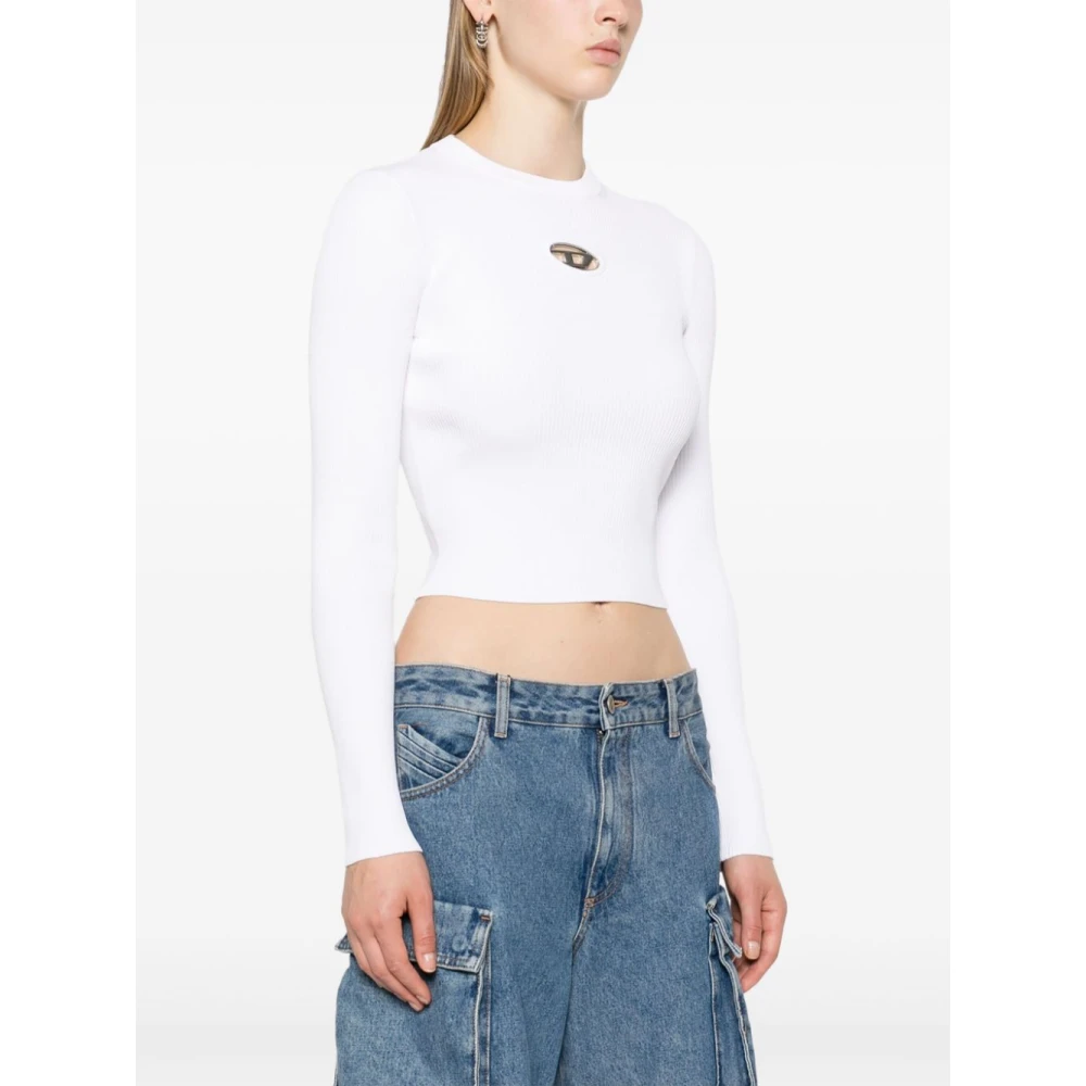 Diesel Witte Sweater met Oval D Logo White Dames