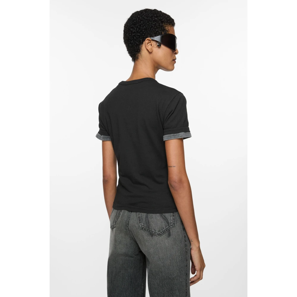 Acne Studios Logo T-shirt met gespoten fade-out effect Black Dames