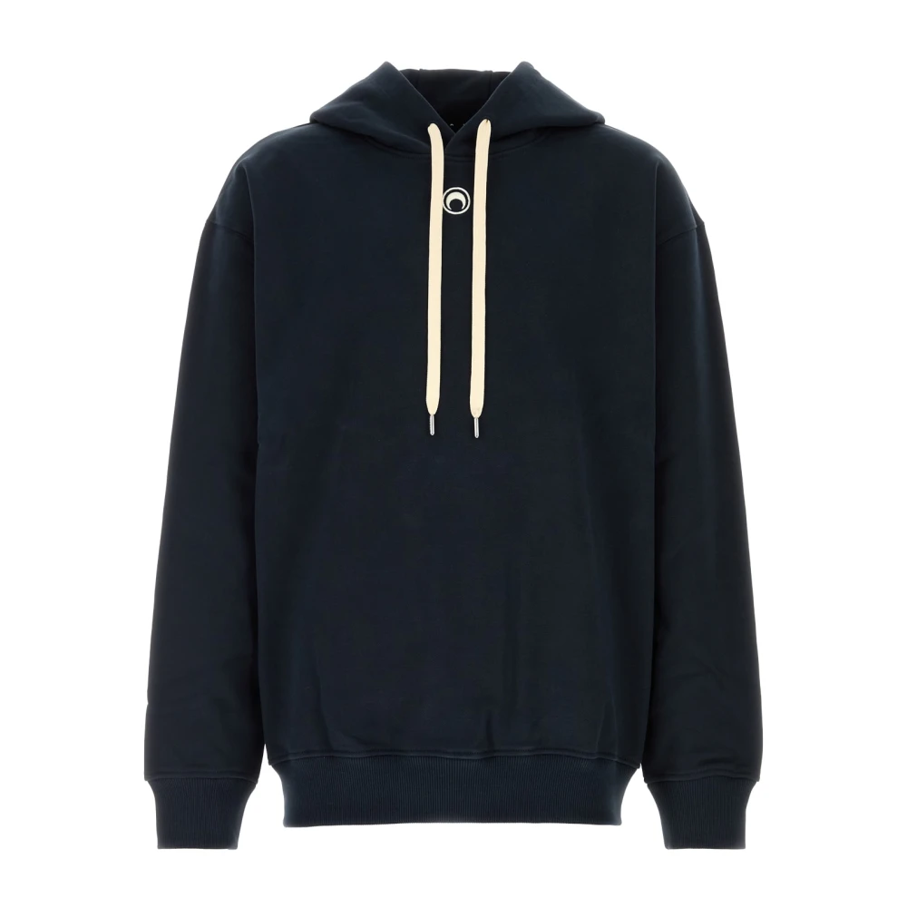 Marine Serre Måne Logo Fleece Hoodie Blue, Herr