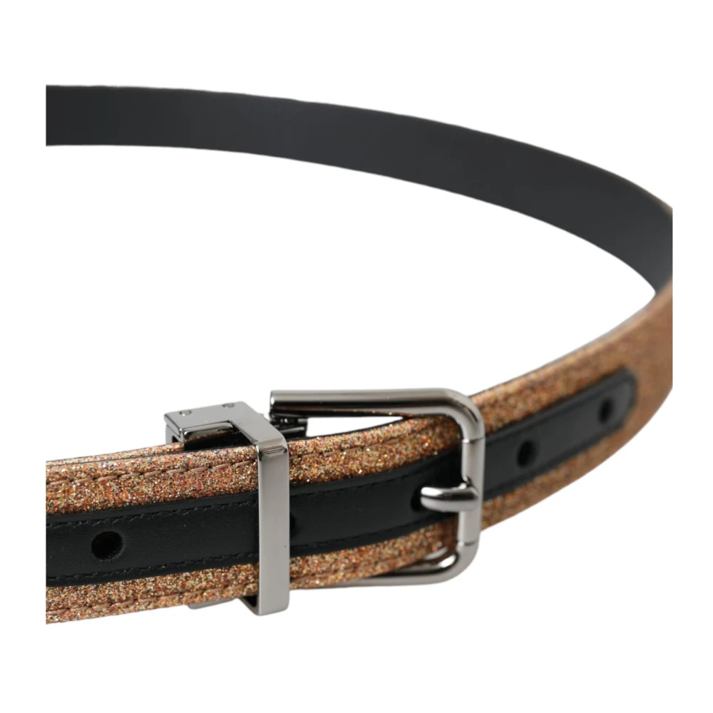 Dolce & Gabbana Glitter Metalen Gesp Riem Yellow Dames