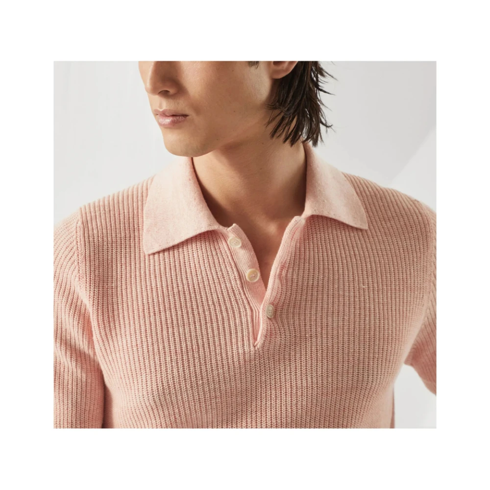 BRUNELLO CUCINELLI Zalmroze Geribbelde Trui Pink Heren