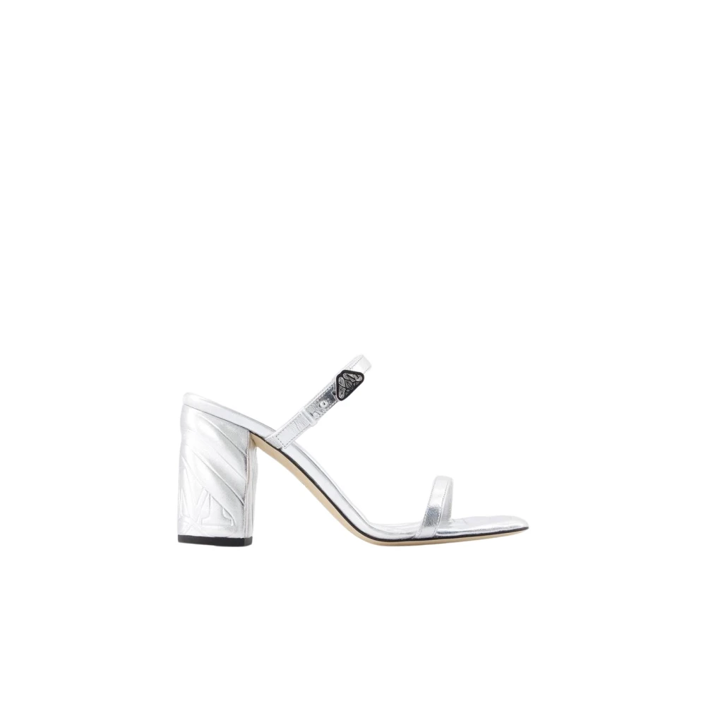 Alexander Mcqueen Women's Gray Heeled Mules, 4 Uk, Sculptural Heel Sandals
